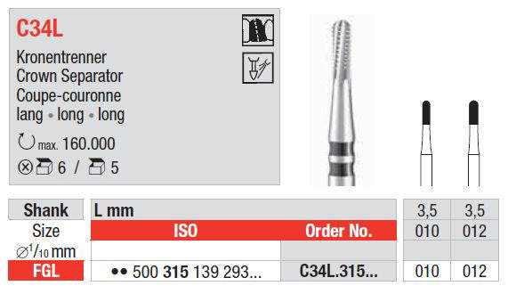 Edenta HM kronefræser C34L FGL 012