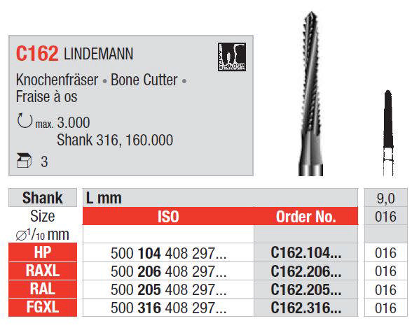 Edenta Lindemann knoglefræser HM C162 RAL 016