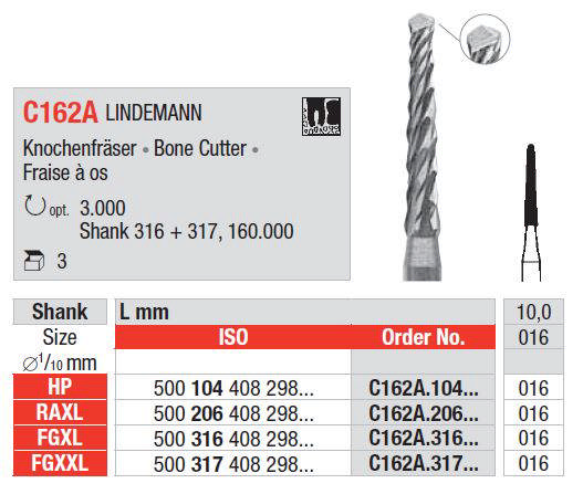 Edenta Lindemann knoglefræser HM C162A FGXL 016