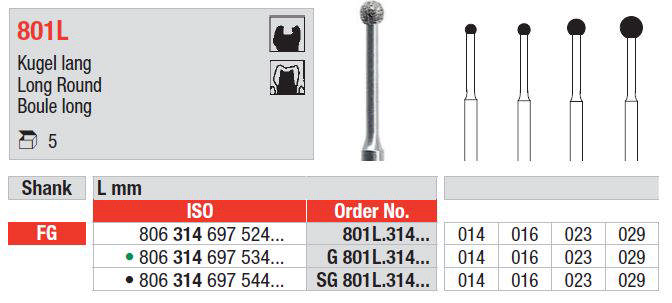 Edenta diamantbor rund 801L FG 016