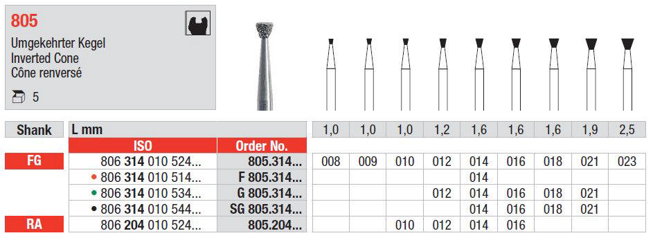 Diamantbor omvendt kegle 805 FG 014