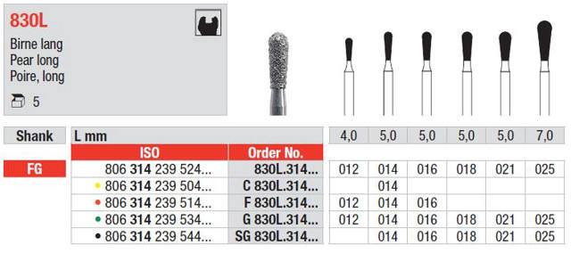 Diamantbor pære lang 830L FG 012