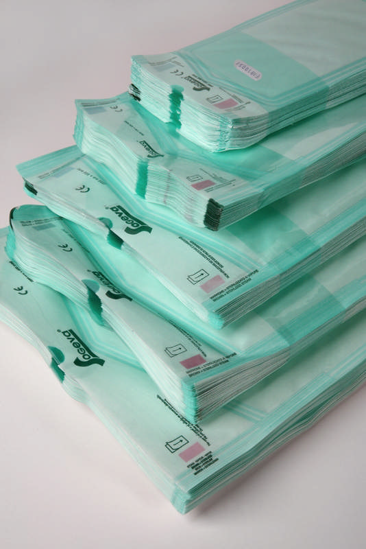 Autoklaveposer m/klæb 9x23 cm grøn