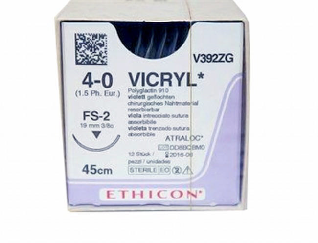 Ethicon vicryl sutur V392ZG  FS-2/4-0 lilla