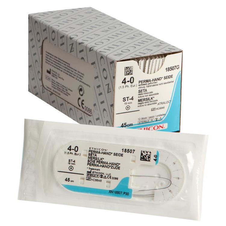 Ethicon silke sutur 18507G  ST-4/4-0 sort