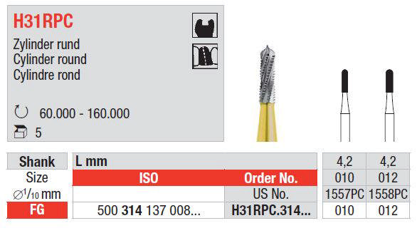 Hårdmetal Cylinder H31RPC FG 012