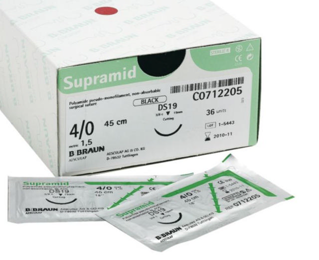 Braun supramid sutur DS-19/4-0 sort 248672