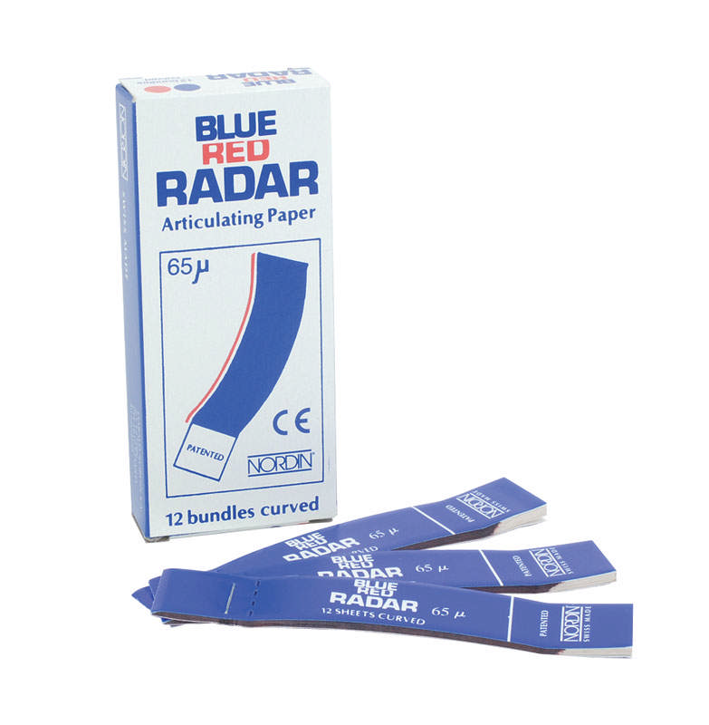Blue/red Radar artikulationspapir bøjet 65my  07-003