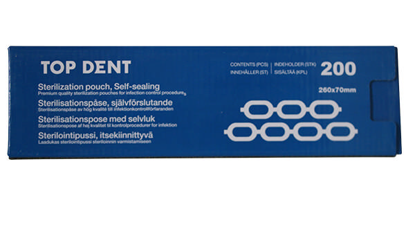 TopDent autoklaveposer m/klæb, 7 x 26 cm.103102