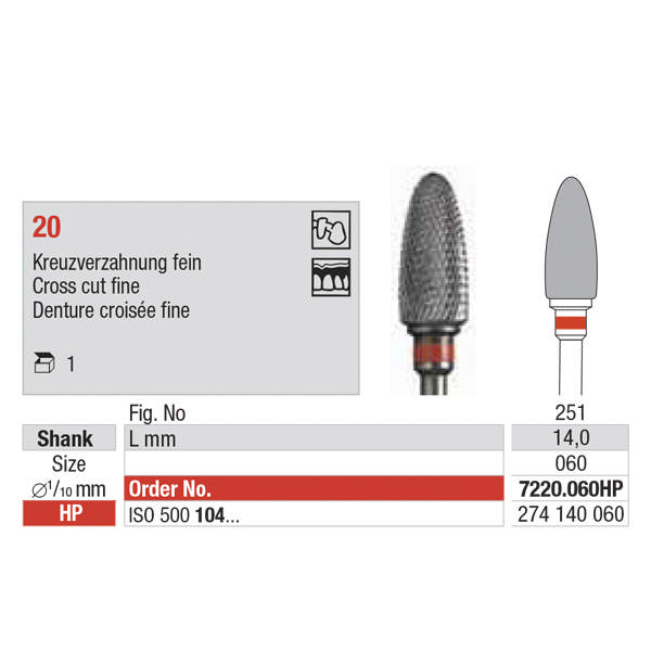 Hårdmetal Fræser Fig.251 7220.060HP