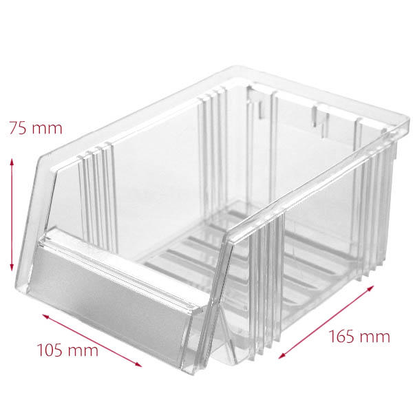 Hurtigkøb kasse 1Å 105 x 165 x 75 mm, klar, åben front