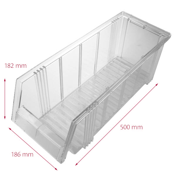 Hurtigkøb kasse 6Å 186 x 500 x 182 mm, klar, åben front