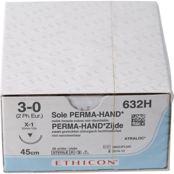 Ethicon silke sutur 632H X1/3-0  sort