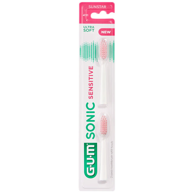 Gum Sonic Sensitive børstehoveder, X-soft hvid